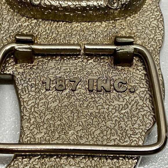 Cadillac 187 INC. Belt Buckle Bottle Opener Tool 5” Chrome Black Winged Logo Vtg - Picture 13 of 14